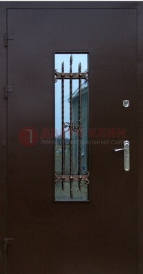 Надежная металлическая дверь со стеклом и ковкой ДСК-47 в Фрязино