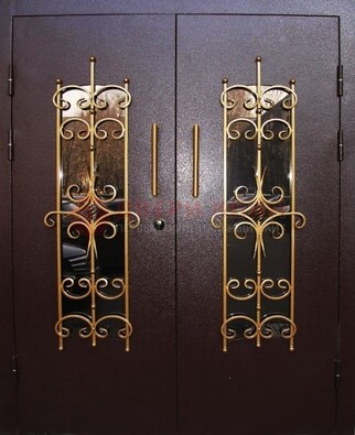 Металлическая дверь с ковкой и остеклением ДСК-49 в Фрязино