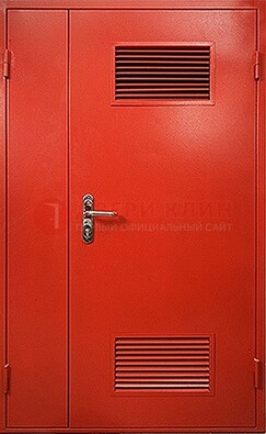 Красная железная техническая дверь с вентиляционными решетками ДТ-4 в Фрязино