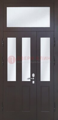 Черная тамбурная дверь со стеклянными вставками ДТМ-38 в Фрязино