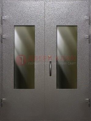 Серая тамбурная дверь со стеклянными вставками ДТМ-8 в Фрязино
