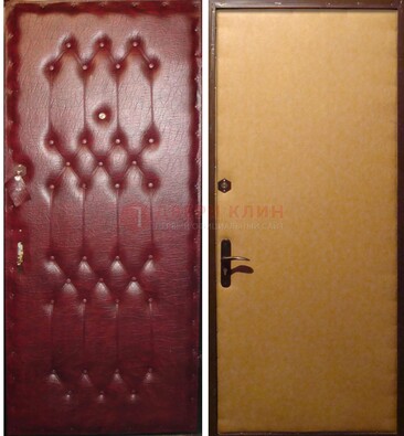 Бордовая металлическая дверь с винилискожей ДВ-1 в Фрязино