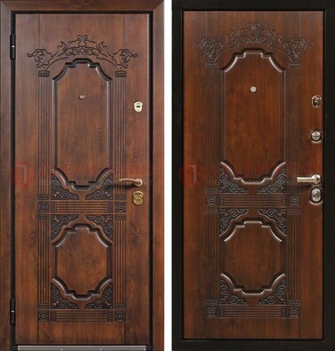 Коричневая железная дверь с виноритом и узором ДВТ-211 в Фрязино