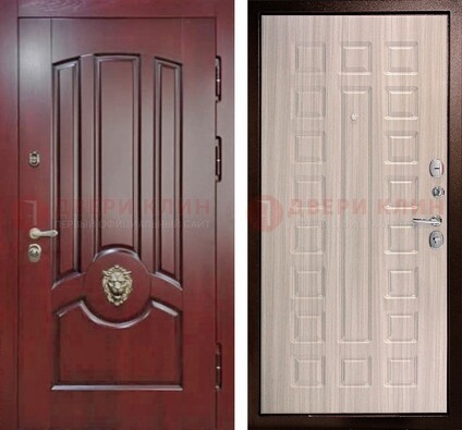 Темно-красная входная дверь с виноритом ДВТ-234 в Фрязино