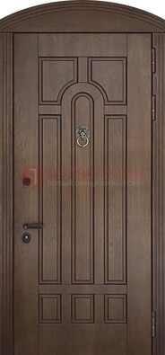 Коричневая стальная дверь с виноритом в форме арки ДВТ-237 в Фрязино