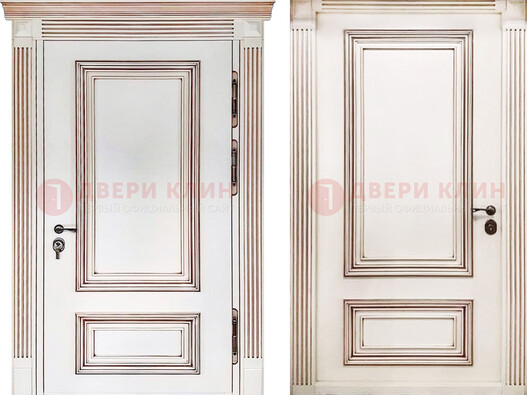 Белая металическая дверь с виноритом для дома ДВТ-239 в Фрязино