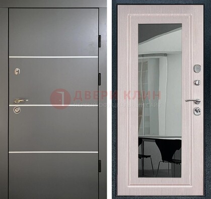 Черная металлическая дверь с зеркалом ДЗ-12 в Фрязино