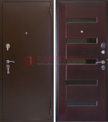 Темная железная дверь с зеркалом ДЗ-42 в Фрязино