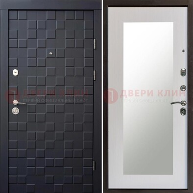 Черная стальная дверь МДФ и зеркалом ДЗ-50 в Фрязино