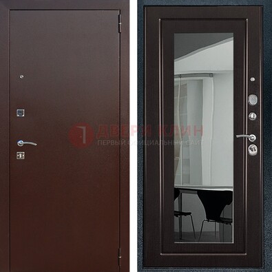 Металлическая дверь с порошковым напылением с МДФ и зеркалом ДЗ-61 в Фрязино