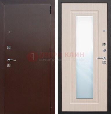 Входная дверь с порошковым покрытием филенчатой МДФ и зеркалом ДЗ-65 в Фрязино