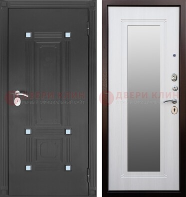 Стальная черная дверь МДФ с зеркалом ДЗ-76 в Фрязино