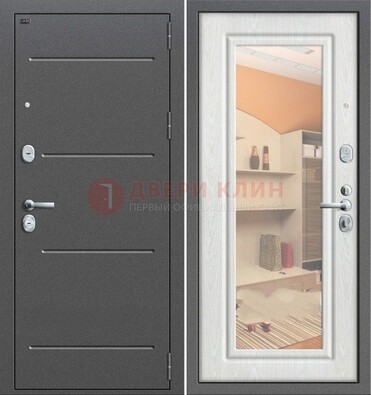Серая металлическая дверь с зеркалом ДЗ-7 в Фрязино