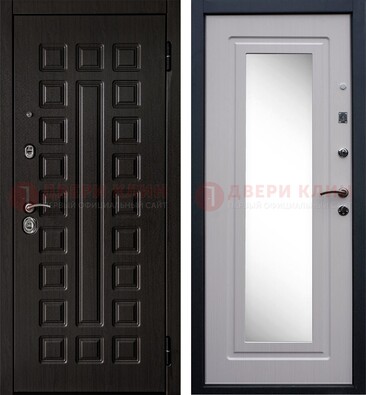 Черная филенчатая металлическая дверь МДФ с зеркалом ДЗ-83 в Фрязино