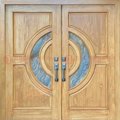 Двухстворчатая металлическая дверь с витражом ВЖ-11 в Фрязино