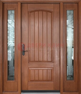Стальная дверь с массивом дуба и витражом для дома ВЖ-17 в Фрязино